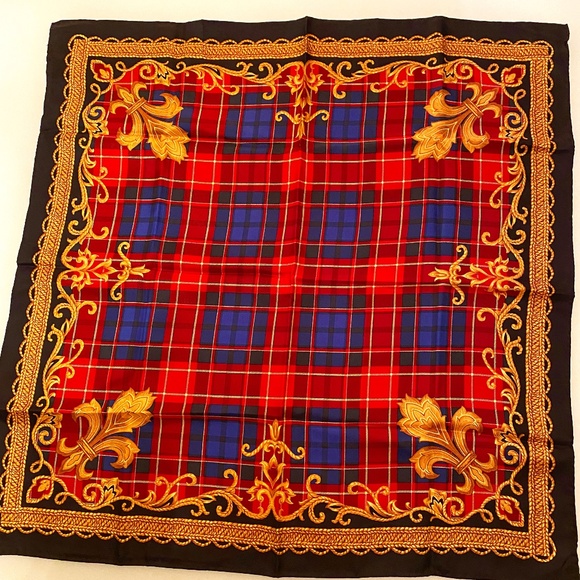 Vintage 80s Talbots Silk Plaid Scarf - Picture 1 of 5